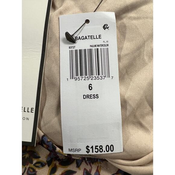 BAGATELLE COLLECTION WOMENS SIZE 6 FLORAL PRINT TIERED MAXI DRESS BEIGE BLUE NEW - Picture 11 of 14